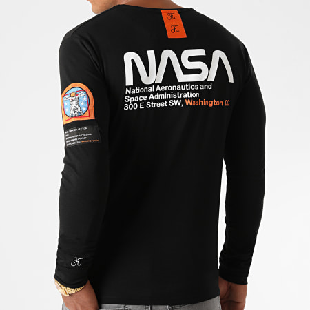 Final Club - Tee Shirt Manches Longues Space Exploration Avec Patch Et Broderie 463 Noir