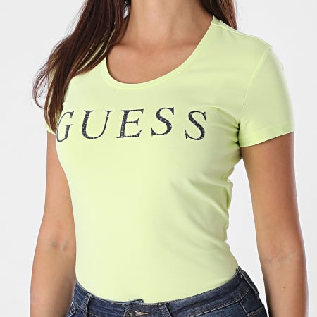 Guess - Tee shirt Slim Femme W0YI0F-J1300 Jaune Fluo