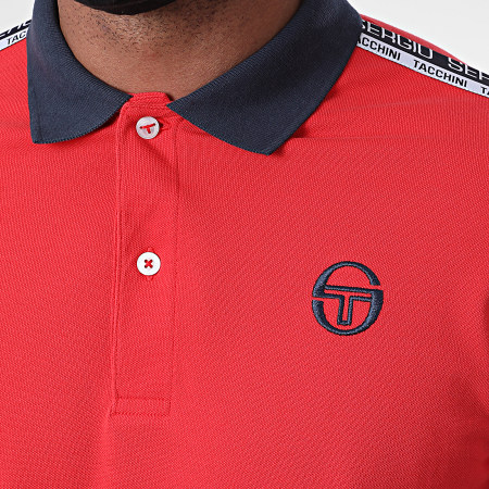 Sergio Tacchini - Polo Manches Courtes A Bandes Beso Rouge