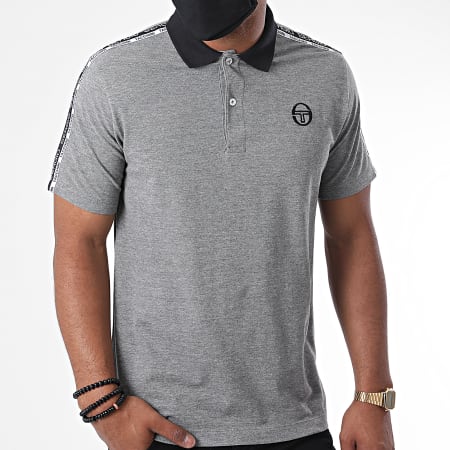 Sergio Tacchini - Polo Manches Courtes A Bandes Beso Gris Chiné