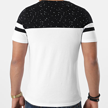 LBO - Tee Shirt Bicolore A Bandes 1268 Speckle Blanc