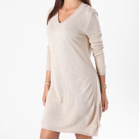 Only - Robe Pull Femme Manches Longues Zoe Beige