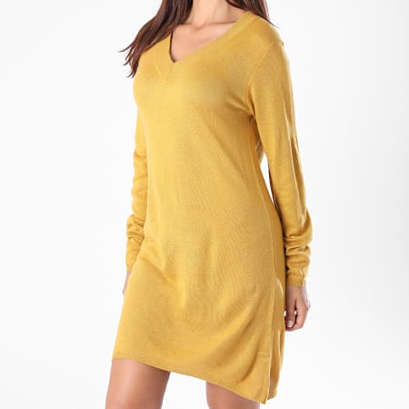 Only - Robe Pull Femme Manches Longues Zoe Jaune Moutarde