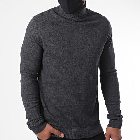 Selected - Sweat Col Roulé Berg Gris Anthracite Chiné
