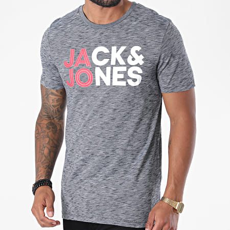 Jack And Jones - Tee Shirt Slim Jones Bleu Marine Chiné