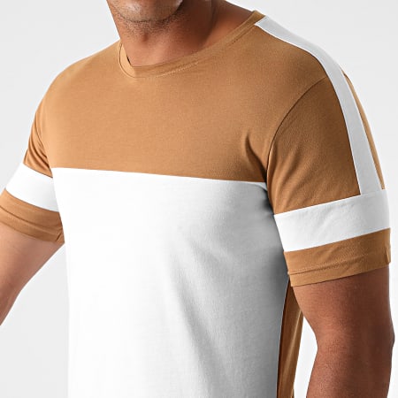 LBO - Tee Shirt Oversize A Bandes 1212 Camel Blanc