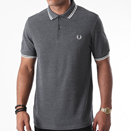 Fred Perry - Polo Manches Courtes Twin Tipped M3600 Gris Anthracite Chiné