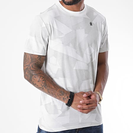 G-Star - Tee Shirt Tape Camo All Over Print D17659-C334 Blanc Gris