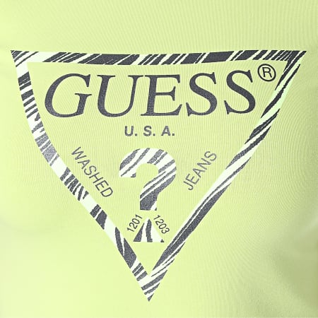 Guess - Tee Shirt Slim Femme W0YI98-J1300 Jaune Argenté