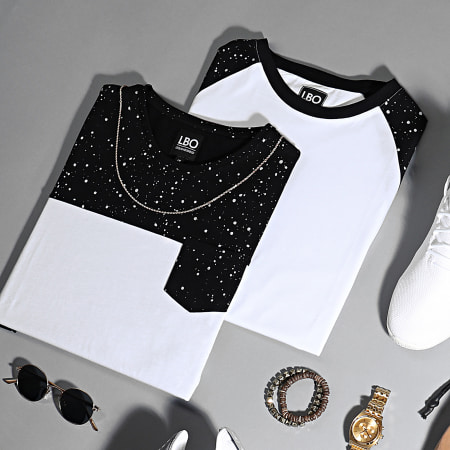 LBO - Tee Shirt Poche Speckle 1230 Noir Blanc