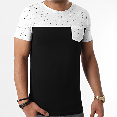 LBO - Tee Shirt Poche Speckle 1231 Blanc Noir