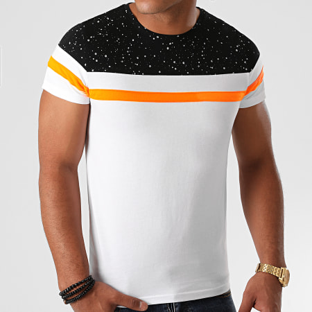 LBO - Tee Shirt Tricolore 1238 Speckle Orange Blanc