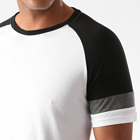 LBO - Tee Shirt Manches Raglan Tricolore 1216 Noir Gris Anthracite Blanc