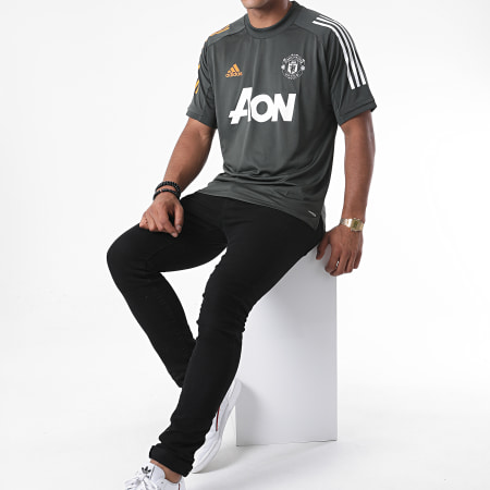 Adidas Sportswear - Tee Shirt De Sport A Bandes Manchester United FC FR3655 Vert Kaki