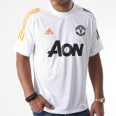 Adidas Performance - Tee Shirt De Sport A Bandes Manchester United FC FR3657 Blanc