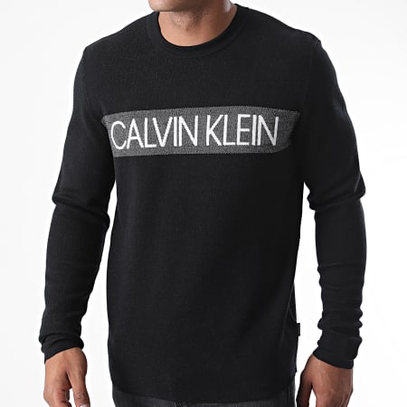 Calvin Klein - Sweat Crewneck Cotton Nylon Chest Logo 5735 Noir