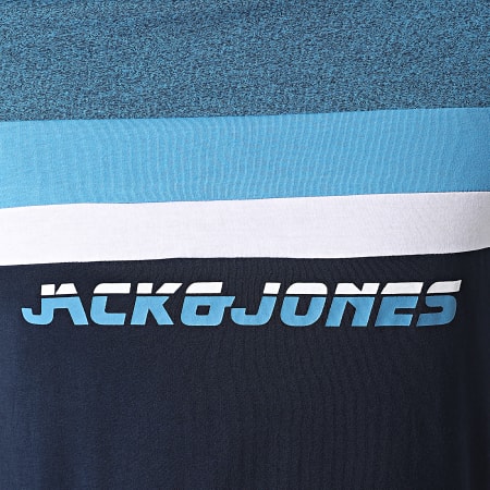 Jack And Jones - Tee Shirt Panel Bleu Clair Bleu Marine