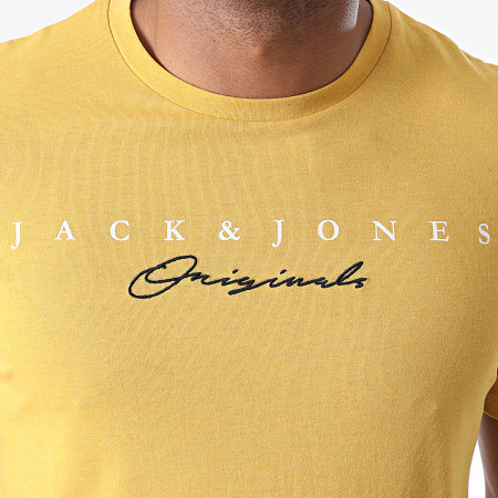 Jack And Jones - Tee Shirt Station Jaune Moutarde Bleu Marine