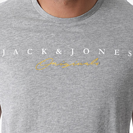 Jack And Jones - Tee Shirt Station Gris Chiné Bleu Marine