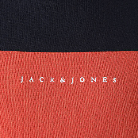 Jack And Jones - Sweat Crewneck Pro Bleu Marine Orange Blanc