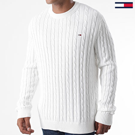 Tommy Jeans - Pull Essential Cable 8807 Blanc