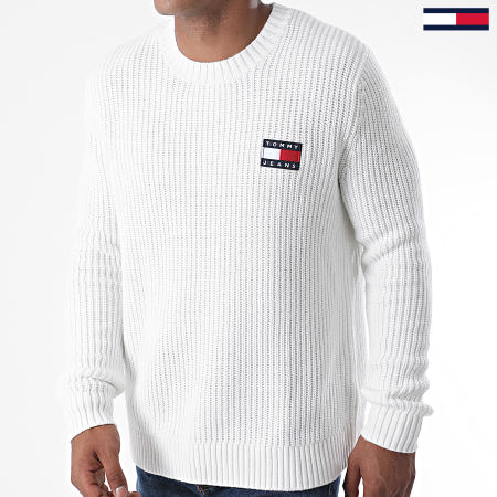 Tommy Jeans - Pull Tommy Badge 8808 Blanc