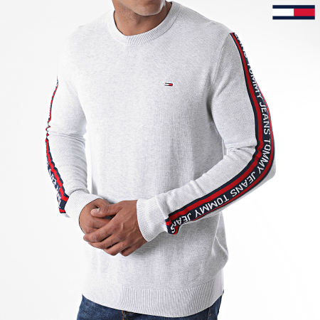 Tommy Jeans - Pull A Bandes Sleeve Tape 9464 Gris