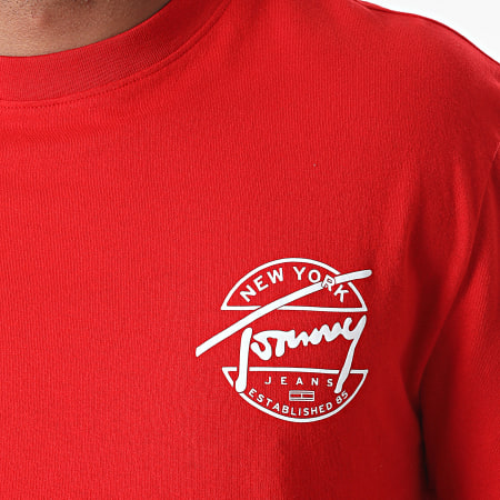 Tommy Jeans - Tee Shirt Round Back Logo 8350 Rouge