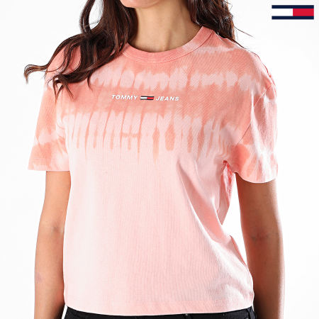Tommy Jeans - Tee Shirt Femme Tie Dye Summer 8541 Rose Pêche