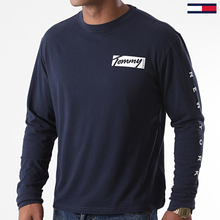 Tommy Jeans - Tee Shirt Manches Longues Script Box 8670 Bleu Marine