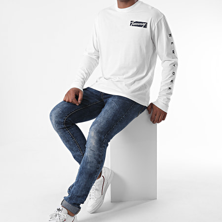 Tommy Jeans - Tee Shirt Manches Longues Script Box 8670 Blanc
