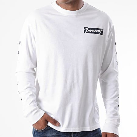 Tommy Jeans - Tee Shirt Manches Longues Script Box 8670 Blanc