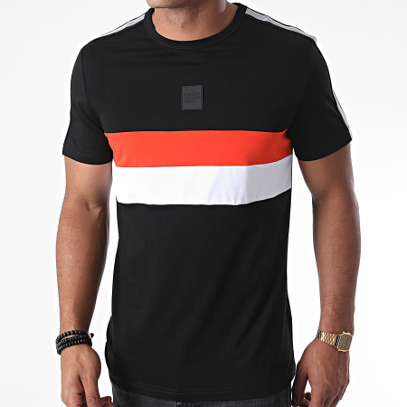 Antony Morato - Tee Shirt A Bandes Orange Line MMKS01835 Noir