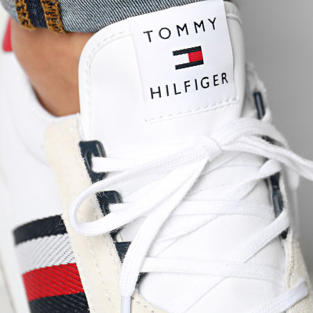Tommy Hilfiger - Baskets Leather Mix Signature Tape 3003 White