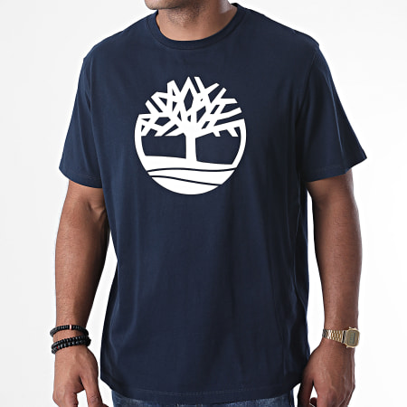 Timberland - Tee Shirt KR Brand Tree A2C2R Bleu Marine Blanc