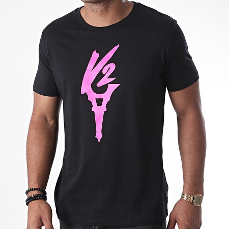 Da Uzi - Tee Shirt Logo Noir Rose Fluo