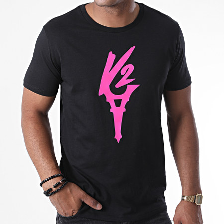 Da Uzi - Tee Shirt Logo Noir Rose Fluo