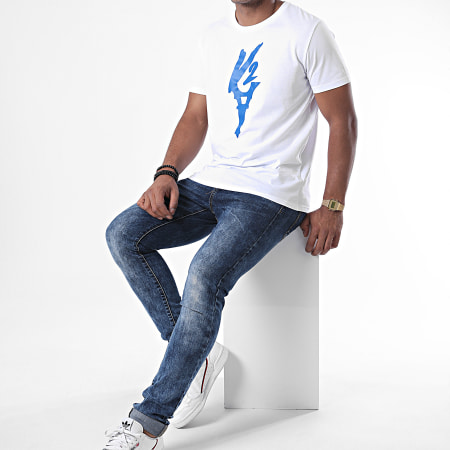 Da Uzi - Tee Shirt Logo Blanc Bleu