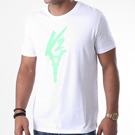 Da Uzi - Tee Shirt Logo Blanc Vert Fluo