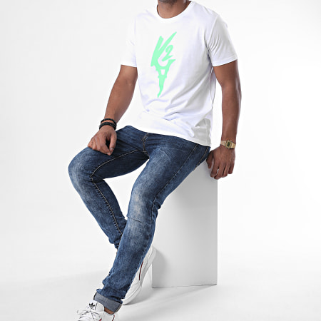 Da Uzi - Tee Shirt Logo Blanc Vert Fluo
