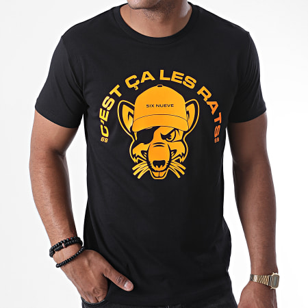 L'Allemand - Camiseta Rats Negro Naranja Fluo