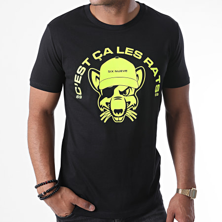 L'Allemand - Camiseta Rats Negro Amarillo Fluo