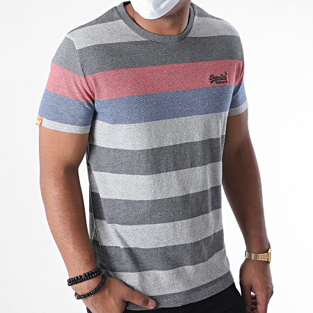 Superdry - Tee Shirt A Rayures OL Hoop Stripe M1010180A Gris Chiné