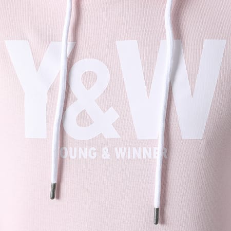 Y et W - Sweat Capuche Logo Rose Blanc