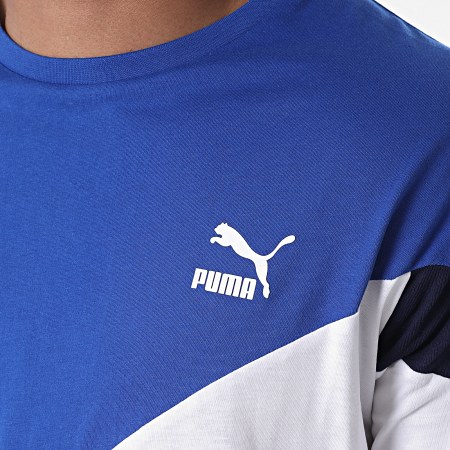 Puma - Tee Shirt Iconic MCS 597677 Blanc Bleu