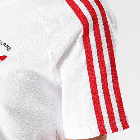 Adidas Originals - Robe Tee Shirt Femme A Bandes GP1913 Blanc Rouge