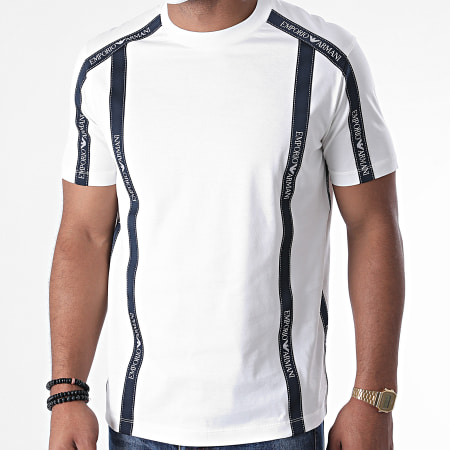 Emporio Armani - Tee Shirt 6H1TG4-1JTUZ Blanc Bleu Marine