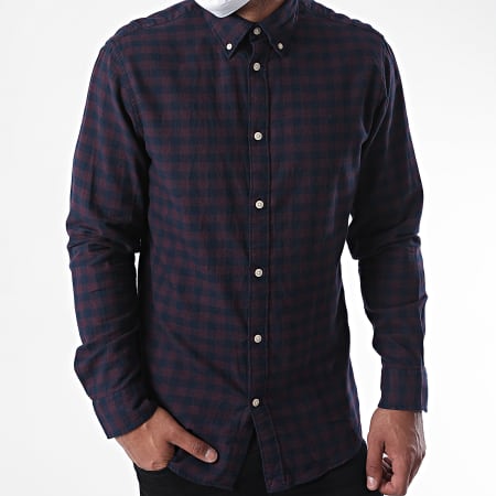 Selected - Chemise Manches Longues Slim Flannel Bleu Marine