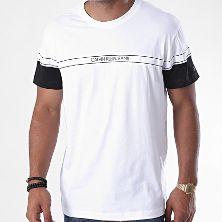 Calvin Klein - Tee Shirt Blocking Logo Tape 6334 Blanc