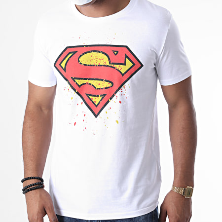 DC Comics - Tee Shirt Superman Splatter Blanc